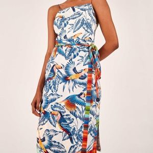 NWT - FARM RIO - Flying Toucans Open Back Midi Dress